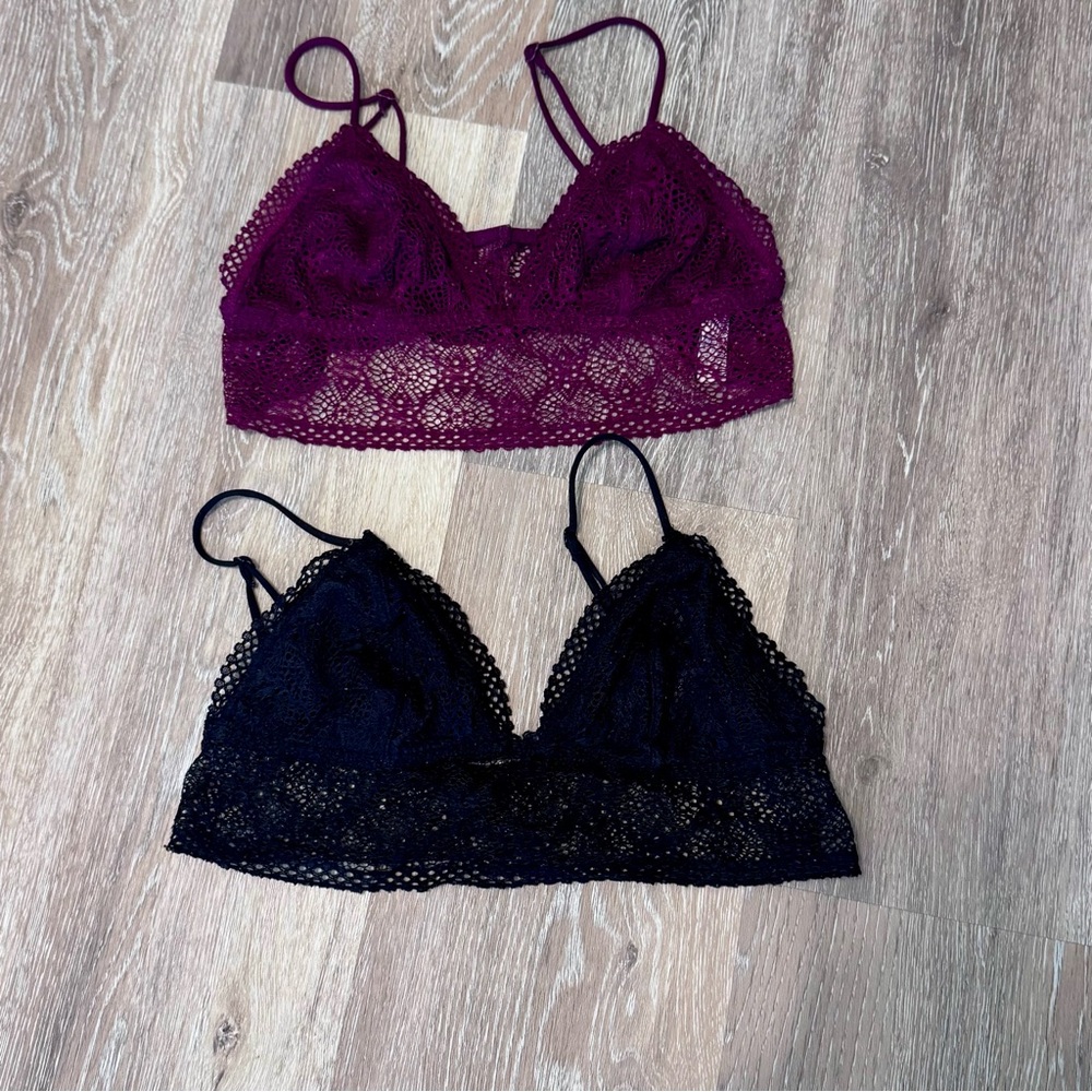Victoria’s Secret- Lace Bralettes- Dark Maroon and Black - Size Small